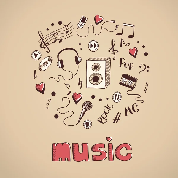 Sketch of music elements — Stock Vector
