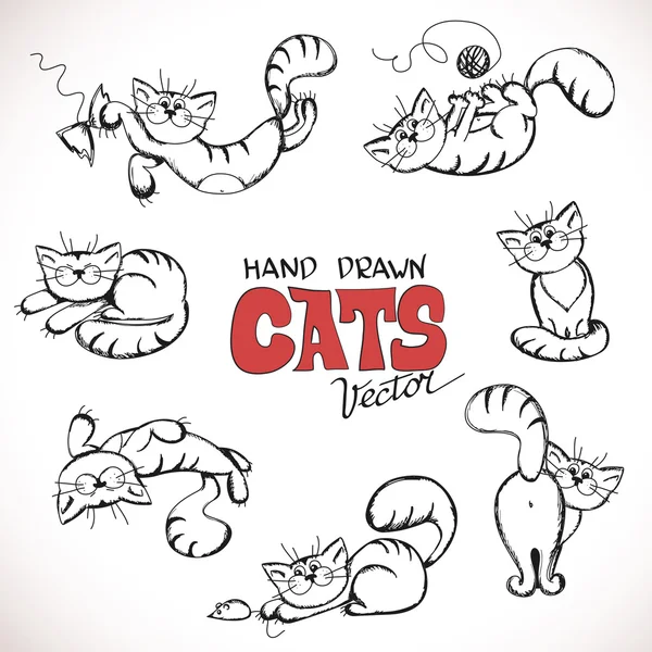 Illustration croquis de chats espiègles — Image vectorielle