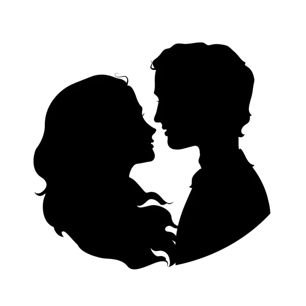 Silhouetten eines liebenden Paares — Stockvektor