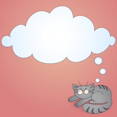 bir düşünce balonu ile karikatür kedi