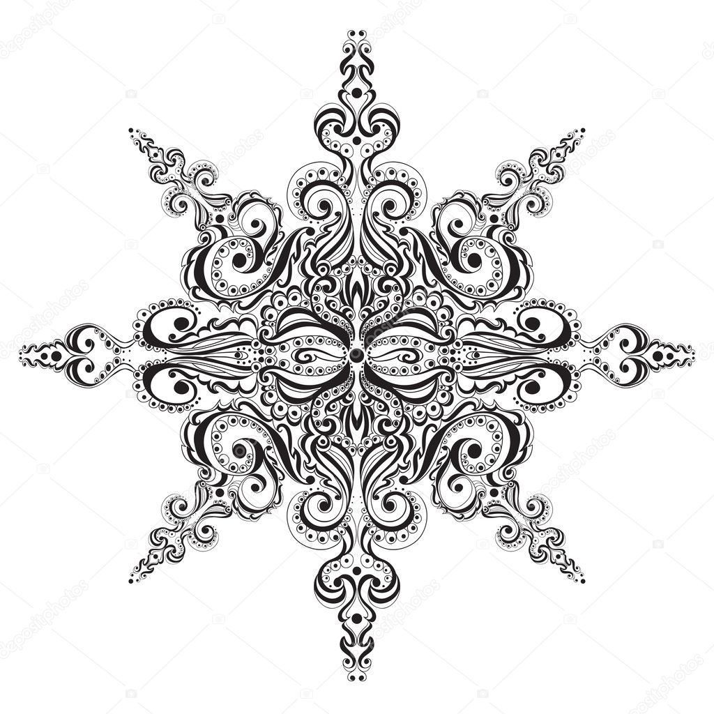 Ornamental black and white snowflake