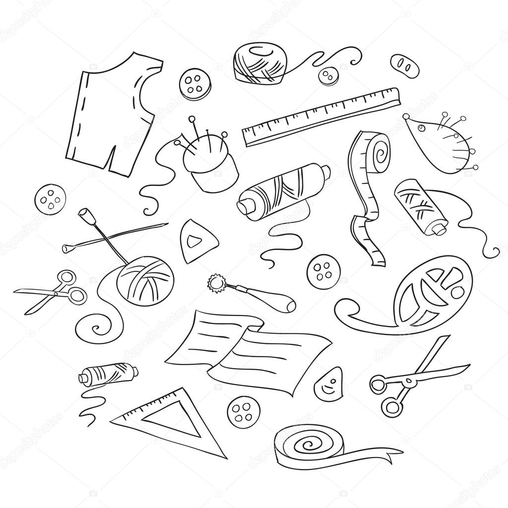 Sketch of sewing tools — Stock Vector © Olga_Lebedeva 45202781