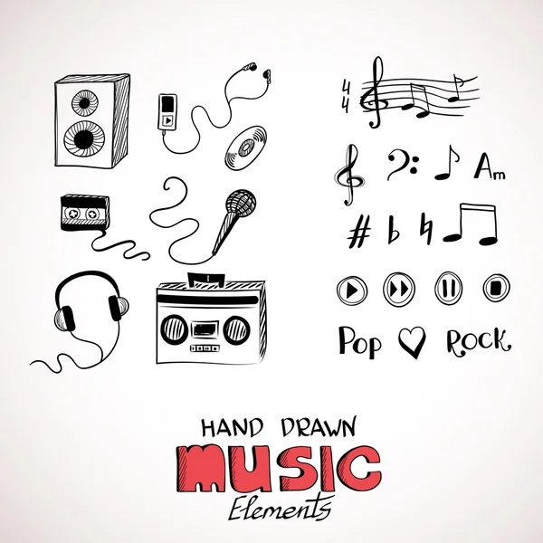 Sketch of music elements — Stock Vector