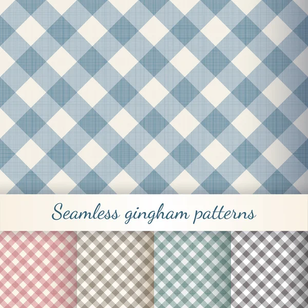 Conjunto de patrones de gingham a cuadros sin costuras — Vector de stock