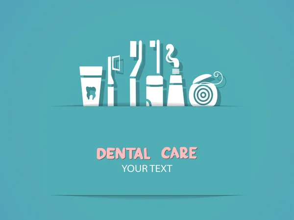 Fondo con símbolos de cuidado dental — Vector de stock