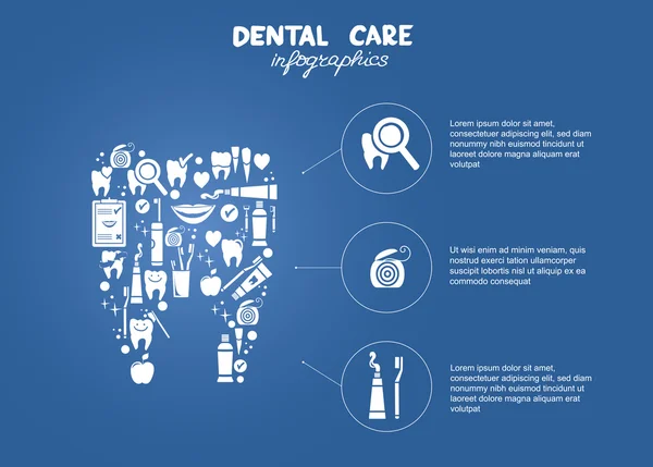 Cuidados dentales infografías simples — Vector de stock