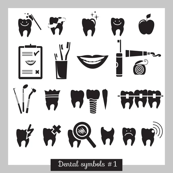 Set of dentistry symbols, part 1 — Stock Vector