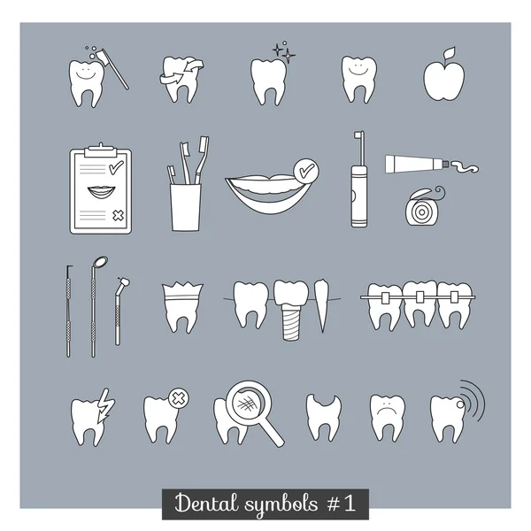 Set of dentistry symbols, part 1 — Stock Vector