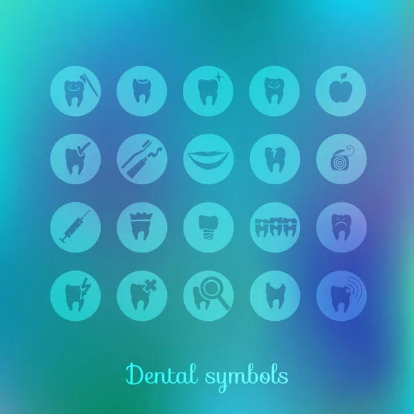 Juego de símbolos de odontología — Vector de stock