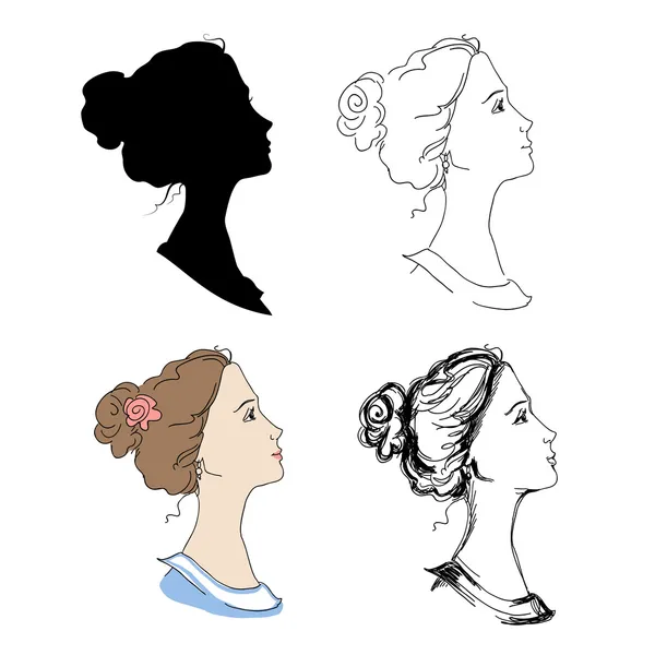 Woman head profiles — Stock Vector