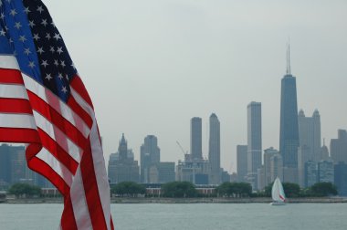 Bayrağıyla Chicago silueti