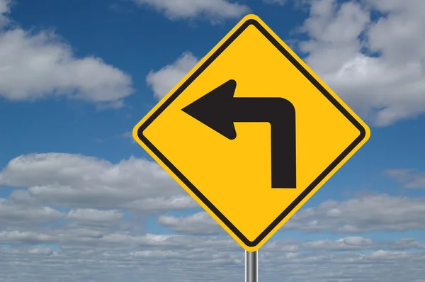 Left Turn Sign with Clouds — Stock Photo, Image