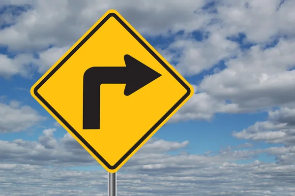 Left Turn Traffic Sign with Clouds — Stock Photo, Image