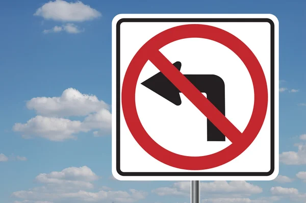 No Left Turn Sign with Clouds — Stock Photo, Image