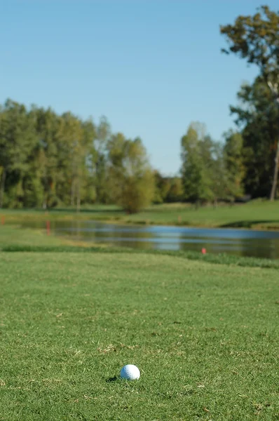 Поле для гольфа с мячом — стоковое фото