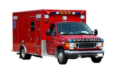 Beyaz bir arka plan üzerinde izole ambulans