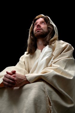 Jesus portrait in prayer clipart