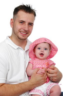 gülümseyen baba ve bebek kız