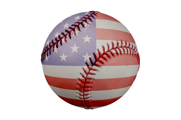 Beisebol com bandeira americana — Fotografia de Stock