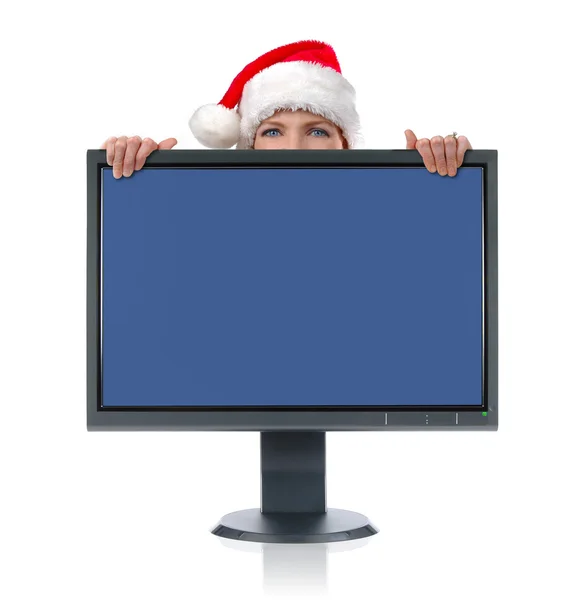 Monitor and Santa — Stock Photo, Image