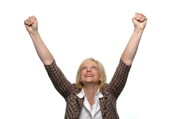 Businesswoman celebrating — Stock Photo, Image