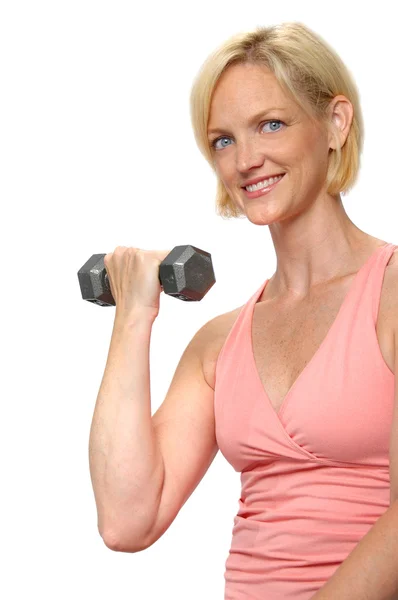 Vrouw uit te werken met dumbbell — Stockfoto