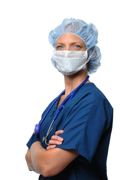 Chirurgiczne kobiet noszenie maski — Zdjęcie stockowe