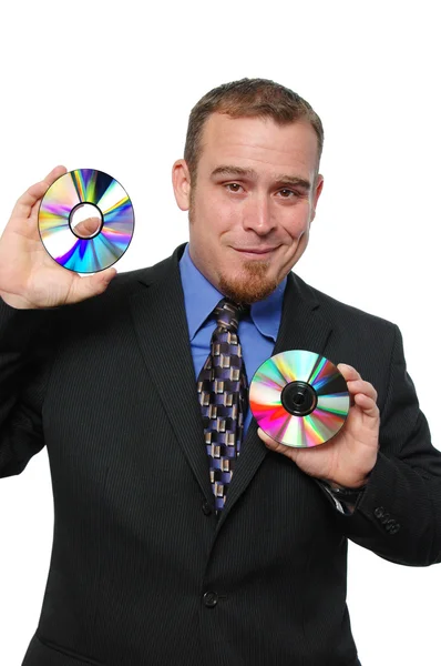 Бізнесмен проведення компакт-дисків — стокове фото