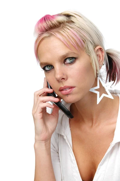 Beautiful blonde on the cell phone — Stock Photo, Image