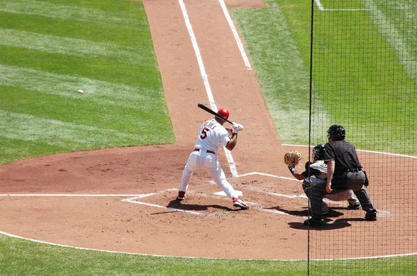 Alberrt Pujols hiting the baseball — Stock Photo, Image