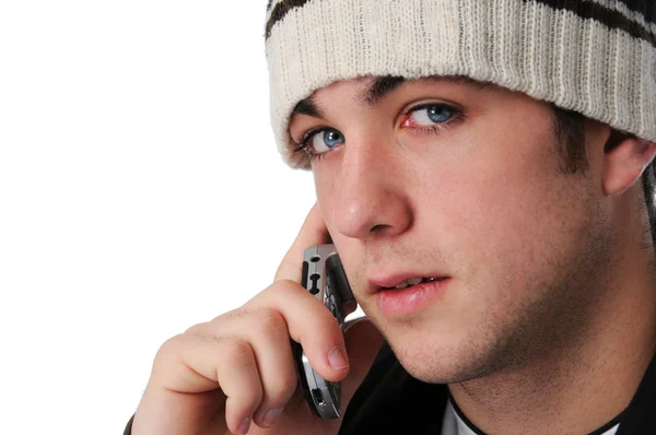 Teen boy on the cell phone — Stock Photo, Image