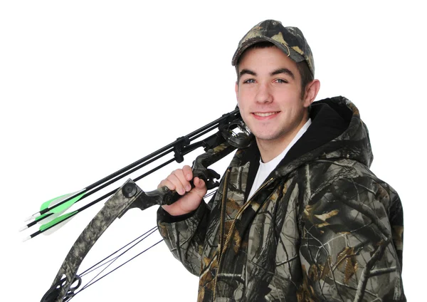 Young hunter with bow — Stock Photo, Image