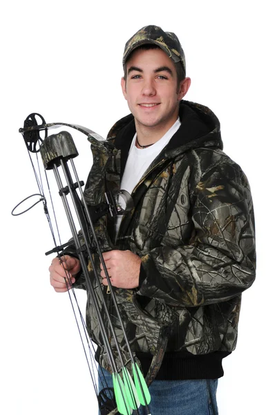 Young hunter with bow — Stock Photo, Image