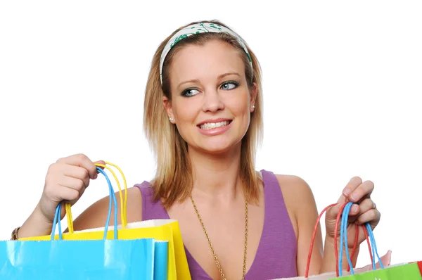 Chica joven con bolsas de compras — Foto de Stock