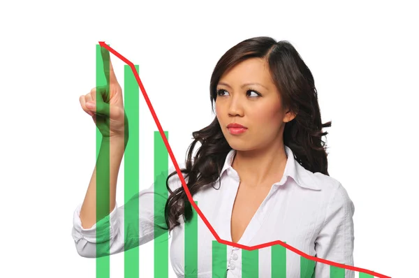 Young asian businesswoman with chart — Stock Photo, Image