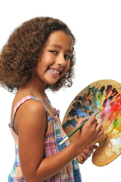 Girl with palette — Stock Photo, Image