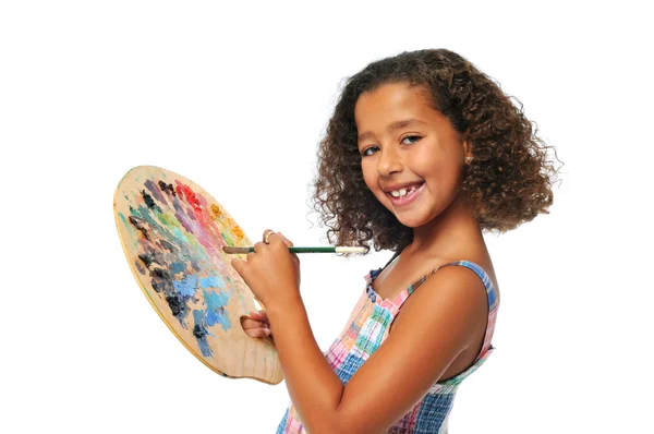 Girl with palette — Stock Photo, Image