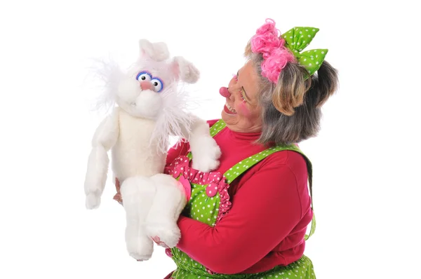 Clown with puppet — Stock Photo, Image