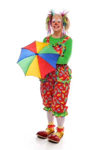 Clown with umbrella — Stock Photo, Image