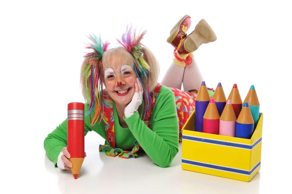 Clown mit Bleistiften — Stockfoto