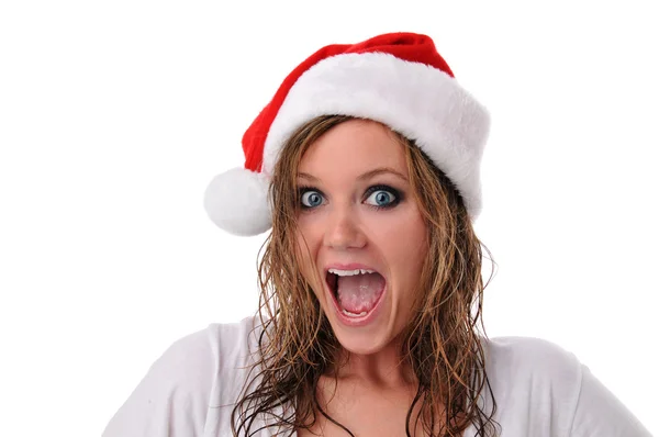 Santa girl with hat — Stock Photo, Image