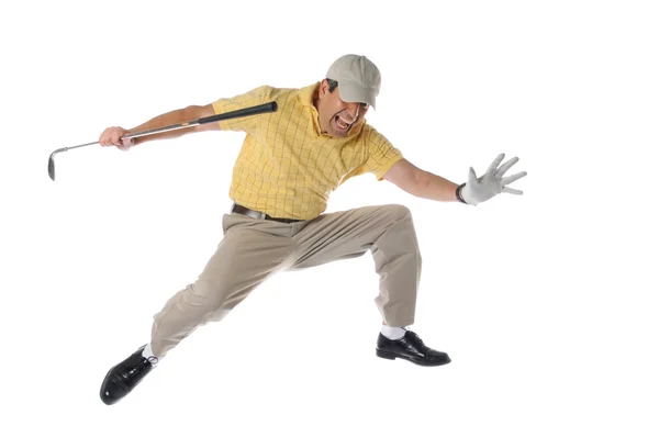 Golfer jumpinp — Stock Photo, Image