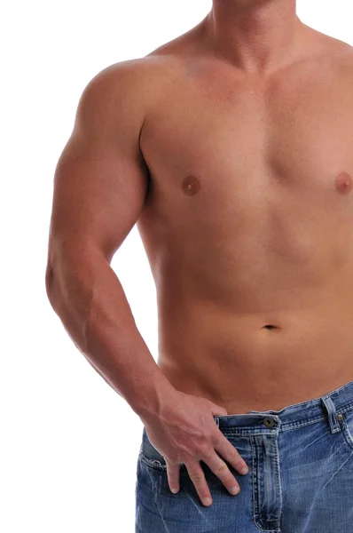 Muskulös unge mannens överkropp — Stockfoto