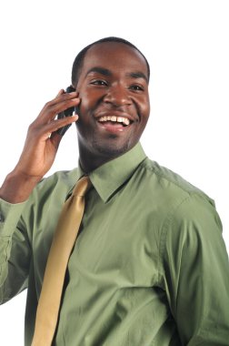 Afrika kökenli Amerikalı işadamı telefon