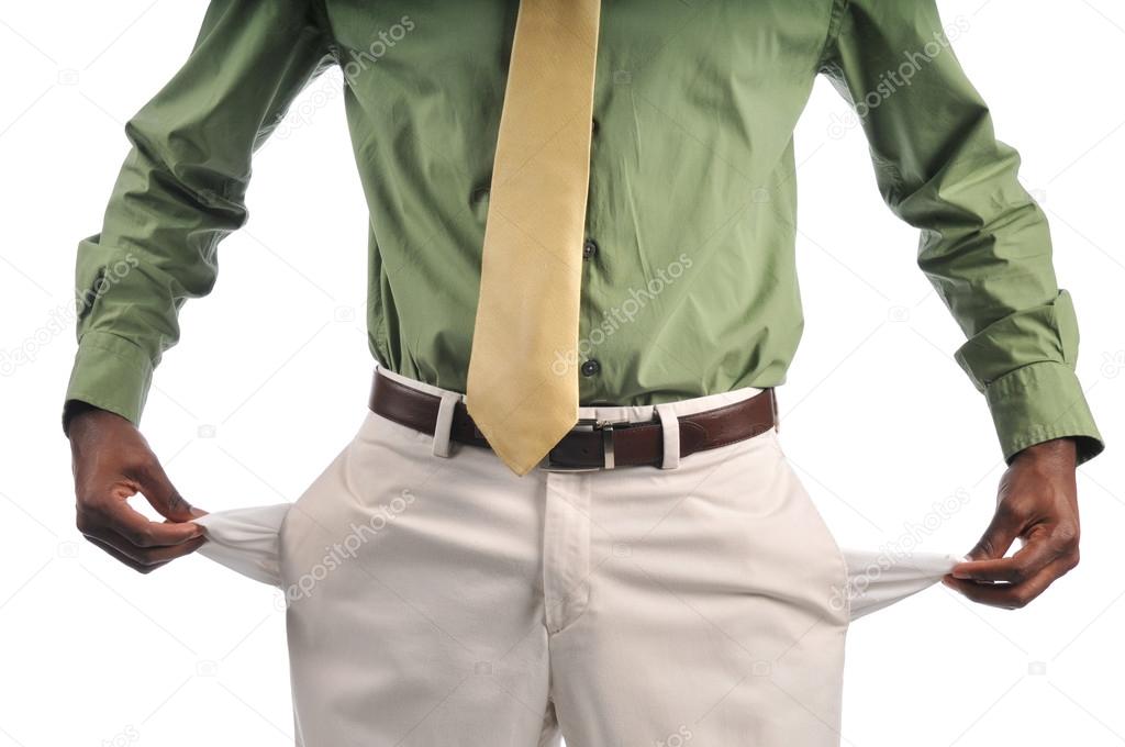Businessman showing empty pockets Stock Photo by ©carlosphotos 13738532