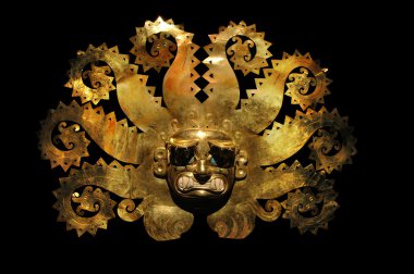 Altın ve zaphire yapılmış eski Perulu maskesi