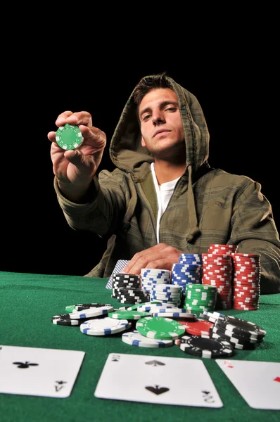 Young man playing poker — Stock Photo, Image