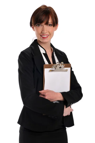 Businesswoman with clipboard — Stock Photo, Image