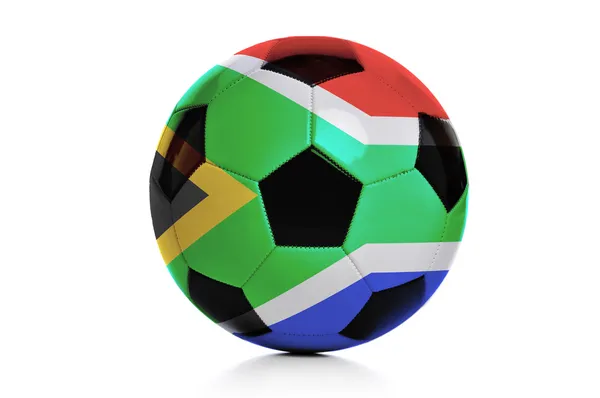 Футбол с флагом ЮАР изолирован на белом — стоковое фото