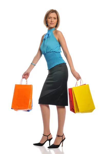 Mujer con bolsas de compras coloridas —  Fotos de Stock